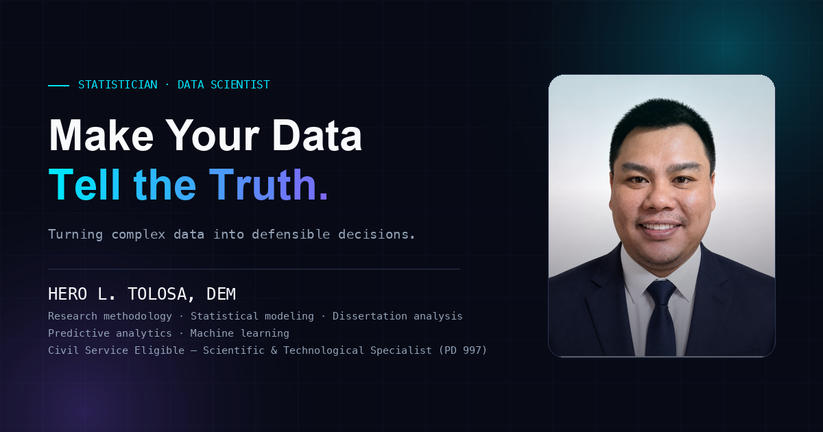 Hero L. Tolosa, DEM — Statistician, Data Scientist & Research Consultant